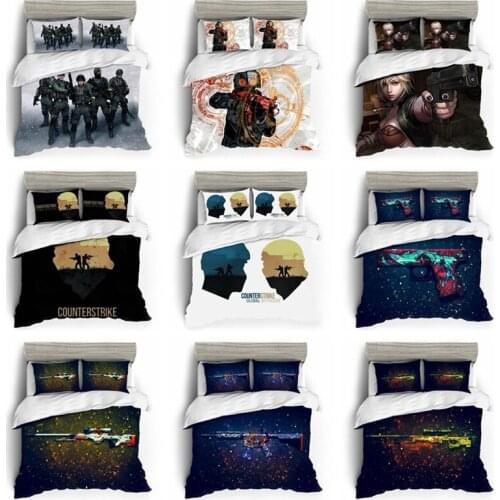Home Textile Linens Cotton Bedding Set Duvet Cover Beds Set CS GO Patterned Pillowcases Bed Cover Set Single Queen King Size DIY