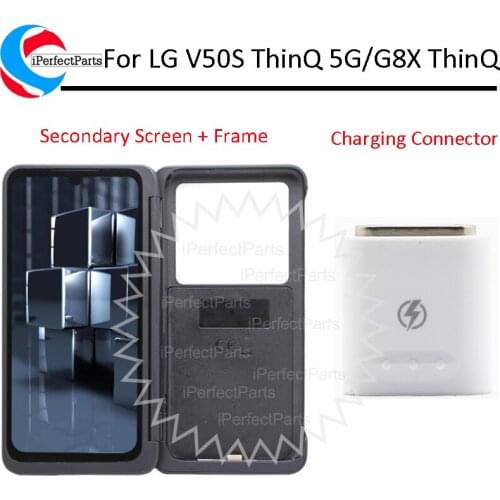 For LG V50S ThinQ 5G G8X LCD Display with frame Secondary Dual Screen Touch Panel Digitizer For LG V50S Charging Connector
