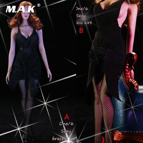 FT012A/B 1/6 Scale Female Figure Clothes Accessory Sexy Nightclub Dress Tight Short Strap Strapless Model for 12'' Body