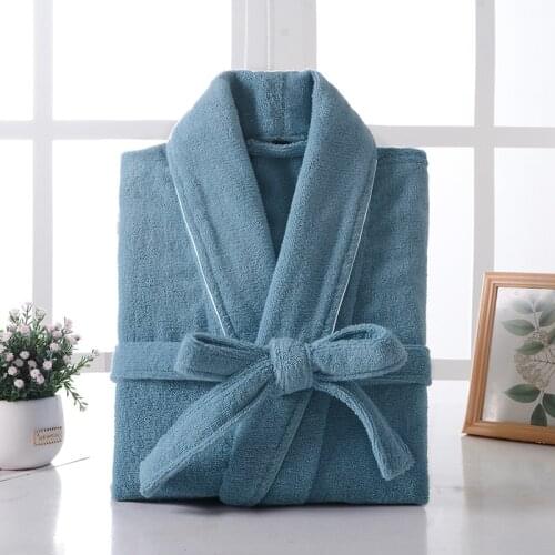 100% Cotton Long Thick Absorbent Terry Bath Robe Kimono Men LightWeight Waffle Towel Bathrobe Plus Sleepwear Women Dressing Gown