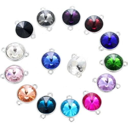 12mm 20pcs Double holes Round shape Crystal glass loose rhinestones Pendant/Bracelet/diy clothing accessories DR016