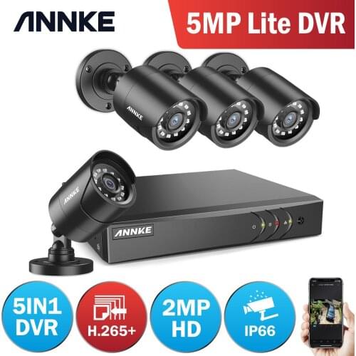 ANNKE 8CH 1080P CCTV Camera DVR System 4pcs Waterproof 2.0MP HD-TVI Bullet Cameras Home Video Surveillance Kit Motion Detection