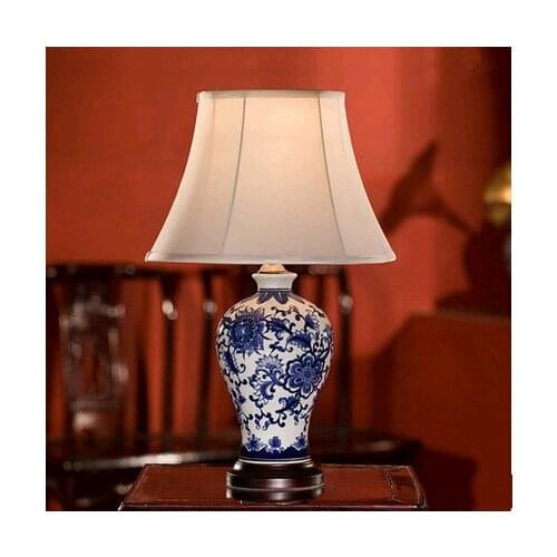 Chinese jingdezhen blue&white porcelain flower Table Lamps Retro warm cloth art E27 LED lamp for bedroom&foyer&tea table ZLTD032