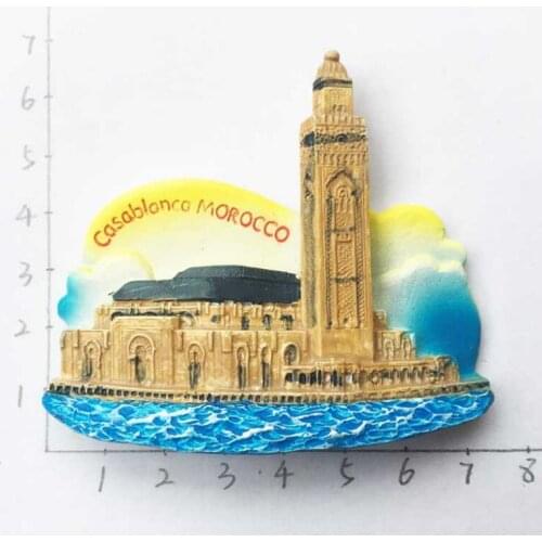 Creative fridge magnet sticker, hand-painted Casablanca as a souvenir gift from Morocco, Afric