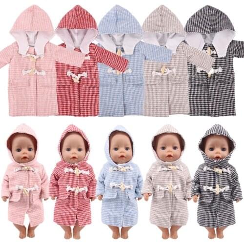 Doll Clothes 5 Solid Colors Long-Style Hooded Coat Suits Fit 18 Inch American&43 Cm Baby Logan Boy Doll Christmas Girl`s Toy