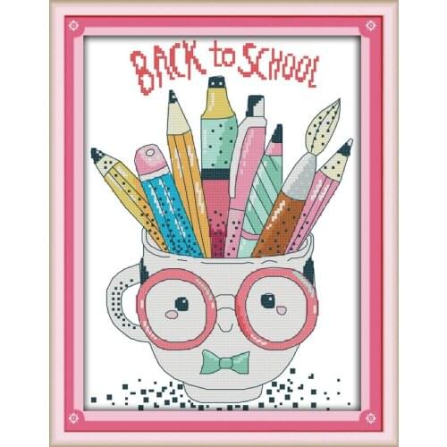 Joy Sunday Pen Cup Counted Cross Stitch Kits 11&14CTCross Stitch Embroidery Needlework Sets for Home Decor Handmade DIY Gift