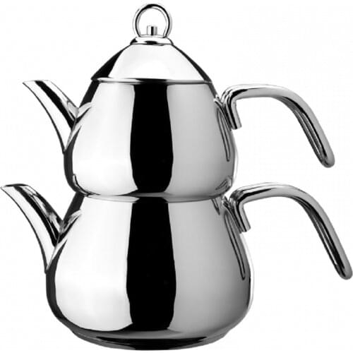 Emsan Antara Teapot Set 2.4 Liter 18/10 Stainless Steel Turkish Teapot Set Brewing Tea For tea Pot Set Made in Turkey