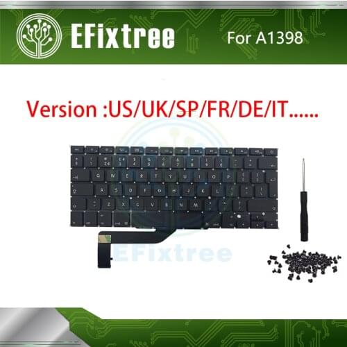New A1398 Keyboard English For Macbook Pro Retina 15" A1398 US Layout Small Enter 2012-2015 Year EMC 2881 2909 2910