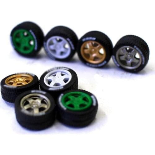 New 1/64 scale Tyre alloy rubber wheel modified tire wheel For Used for 1:64 vehicle car model replacement wheel modified tire