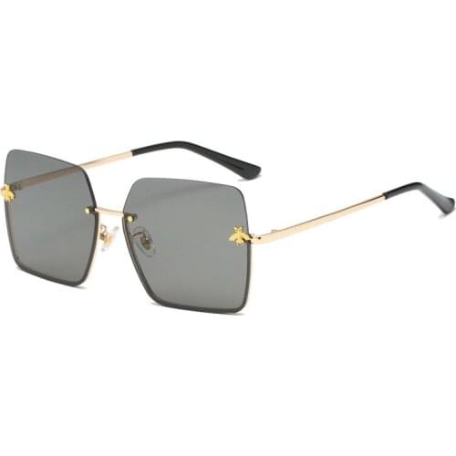 2021 new fashion little bee sunglasses women Star rimless sunglasses ins net red same style gradient sunglasses women