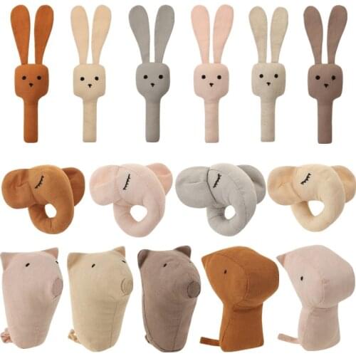 New Baby Hand Bells Rattles Cute Long Ear Bunny Plush Shaking Toys Baby Rattle Toys Newborn Gift Hand Bell Early Educational Toy
