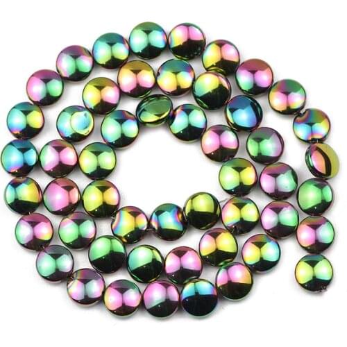 New Green Hematite Natural Stone Flat Round Coin 6/8/10MM Spacers Handmade Loose Beads For Jewelry Making Diy Bracelets Findings