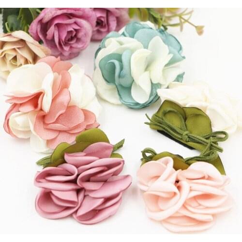 New Fashion Handmade Fabric Double Colors Flower Patch Sticker DIY Hair Jewelry Accessories Material Garment Ornament Decor