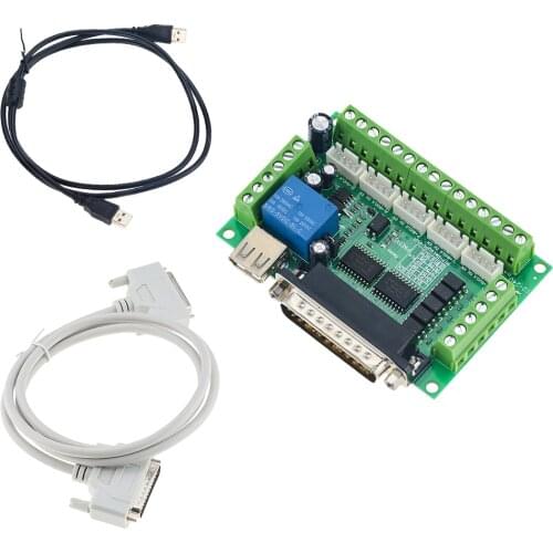 Upgraded 5 Axis CNC Interface Adapter Breakout Board for Stepper Motor Driver Mach3 +USB Cable hot sale and LPT Cable
