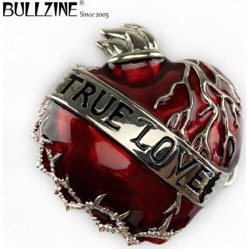 Bullzine wholesale zinc alloy True love heart belt buckle color enameled silver finish FP-01739 LUXURIOUS jeans gift belt buckle