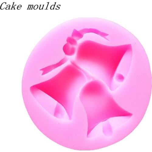 Wholesale Silicone mold K340 Mini Xmas bell shape Decoration Clay mold Fondant cake mould