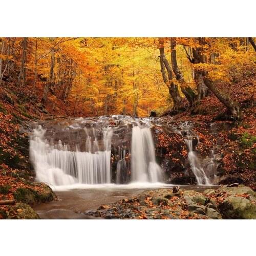 Autumn Forest Waterfall Wedding Children Photocall Photographic Backdrops Vinyl Cloth Photography Backgrounds For Photo Studio