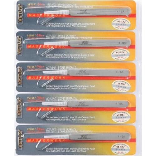 10pcs/Lot Volume Lash Tweezers Stainless Steel Anti-static Curved Straight Tip Eyelash Tweezers for Eyelash Extension