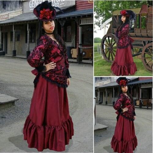 SC-392 Victorian Gothic/Vintage Dress Halloween Theater Movie punk style dress flare sleeve Custom made
