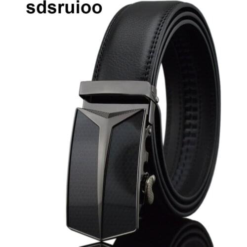Mens Belt Cow Leather Belts Brand Fashion Automatic Buckle Black Genuine Leather Belts for Men 3.5cm Width Waist Belt