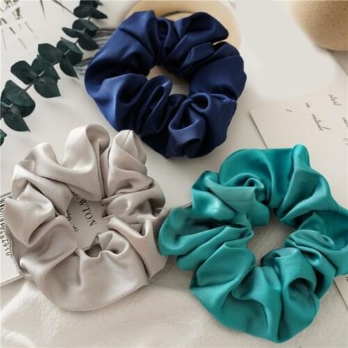 Women Scrunchies solid color Lovely Girls Ponytail Hair Holder New Arrival Bright Color Hair Women Satin Hair Bands Hair Ties