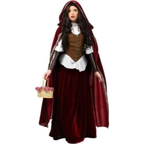 Deluxe Adult Little Red Riding Hood Costume Halloween Fairy Tale Castle Queen Cosplay Fancy Dress halloween costume