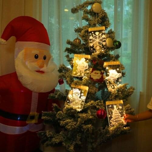 Christmas Hanging String Lights Battery Operated 3D Acrylic Fairy Lights for Christmas New Year Party Wedding Garden Decoration