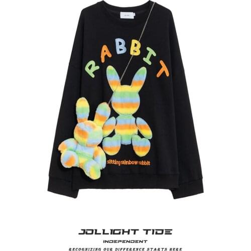 Chic Design Contrast Color Fleece Sweatshirt Trendy Brand Sweet Cool Top crewneck sweatshirt hoodie women