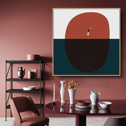 Nordic Cartoon hand drawn geometric color little girl childrens room Poster Wall Art Pictures on Canvas Living Room Home Decor