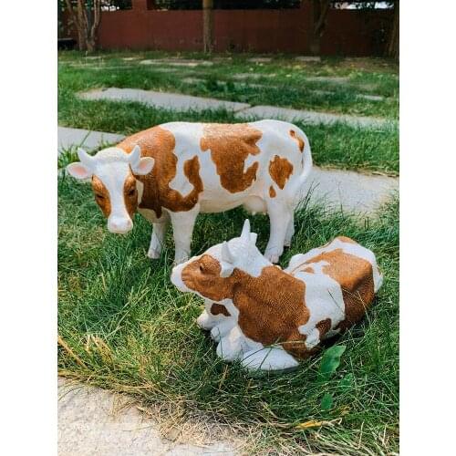 Fairy Garden Resin Animal Miniature Figurines Ornaments Cute Cow Courtyard Garden Decorations Home Decoration Accessories Modern