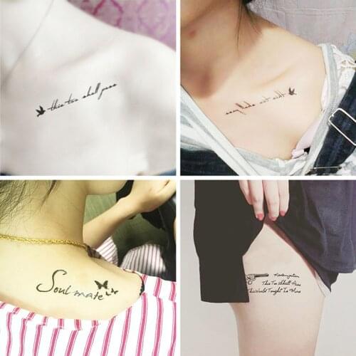 Tattoo sticker waterproof female English flower clavicle Anti-realistic tattoo sticker paper body painted shade marks