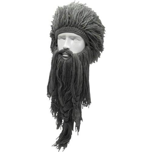 Halloween Funny Cosplay Costume Men Knit Viking Beard Hats Ski Cap Barbarian Cool Beanies 2018 Women Winter Warm Crazy Party Hat