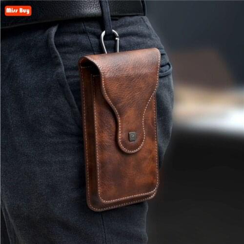 Universal Leather Holster Belt Case Mobile Phone Bag For iPhone 12 Case Dual Pouch Men Waist Bag Purse For All most Phone Models