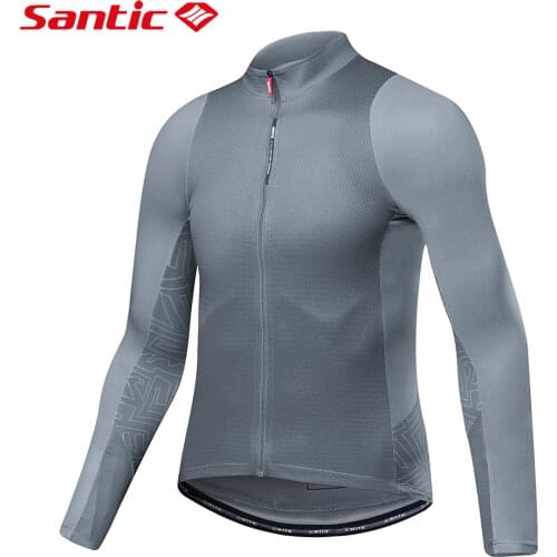 Santic Cycling Jersey Mens Long Sleeve Tops Mountain Bike Shirts Bicycle Jacket with Pockets Outdoor Sports Clothing Asian Size