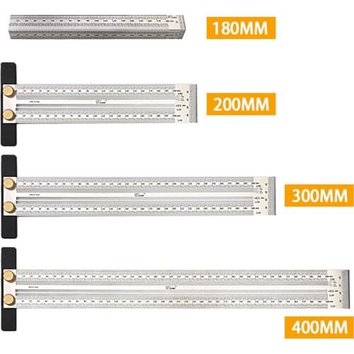 High-precision Caliper Scale Ruler T-type Hole Ruler Stainless Woodworking Scribing Mark Line Gauge Carpenter Measuring Tool