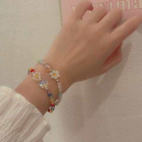 Geometric Bracelets Chain Charm Crystal Beaded Bracelets Women Sweet Temperament Handwork Bracelet Charms Jewelry Making