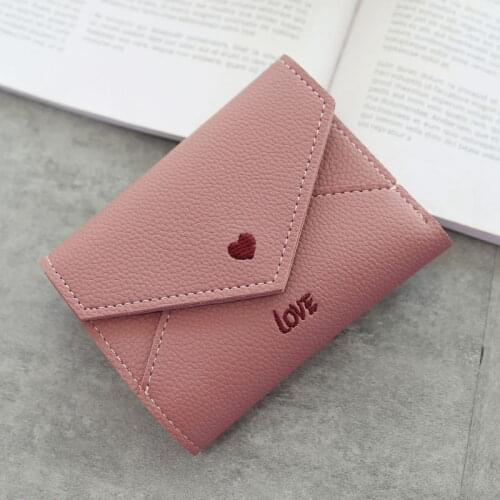 Fashion Love Heart Pattern Women Wallet PU Leather Embroidery Short Wallets Card Holders Clutch Female Multifunction Carteras