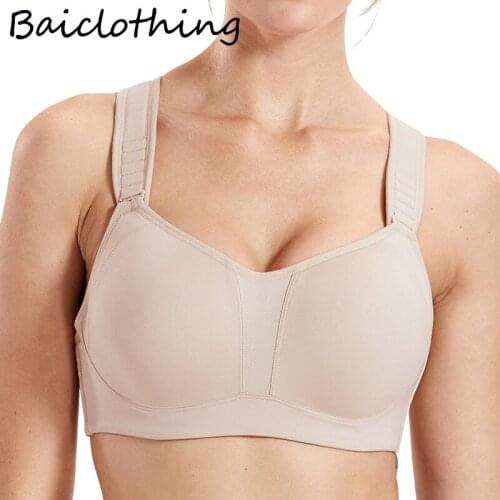 Womens High Impact Underwire Padded Contour Full Support Plus Size Bra 32 34 36 38 40 42 B C D DD SKIN BLACK