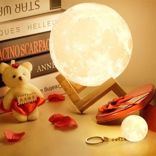 3D Moonlight Magical Moon LED Night Light Desk Lamp USB Rechargeable Touch 2 Light Colors For Home Decoration Christmas Decor