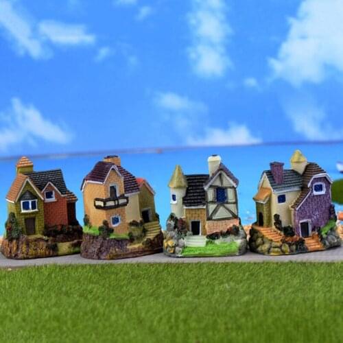 4 styles Random Decoration Resin Crafts Cute Mini Resin House Miniature House Fairy Garden Micro Landscape Home Garden