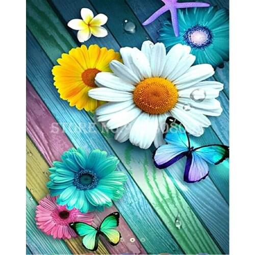 DIY Diamond Embroidery Full Diamond Painting Flowers and Butterfly Cross Stitch Needlework Mosaic Handmade Hobby Gift Wall Decor