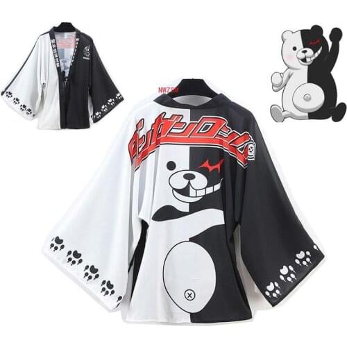 Anime Danganronpa Cute Monokuma Chiffon Cloak Cosplay Costume Japanese Kimono Yukata Daily Casual Haori