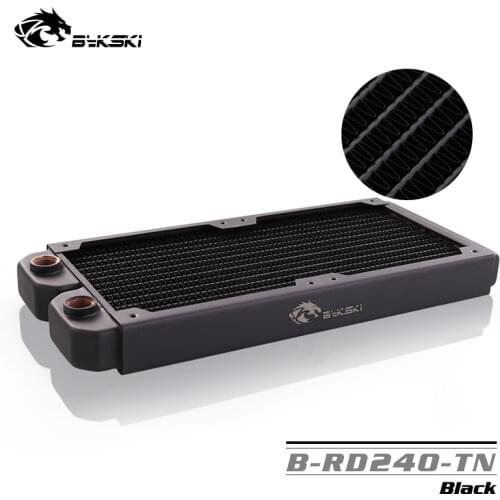 BYKSKI 28mm Thick Copper 240mm Computer Water Discharge Liquid Heat Exchanger Single Row Radiator for 12cm fans B-240RD-TN
