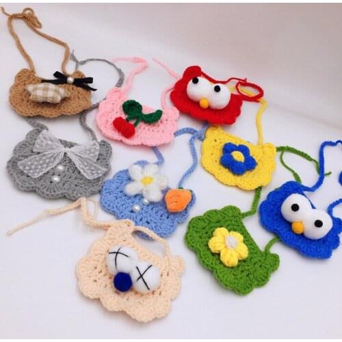 Pet Cats Dogs Handmade Woolen Collar British Short Puppets Bibs Saliva Towels Cute Accessories cat accessories pet