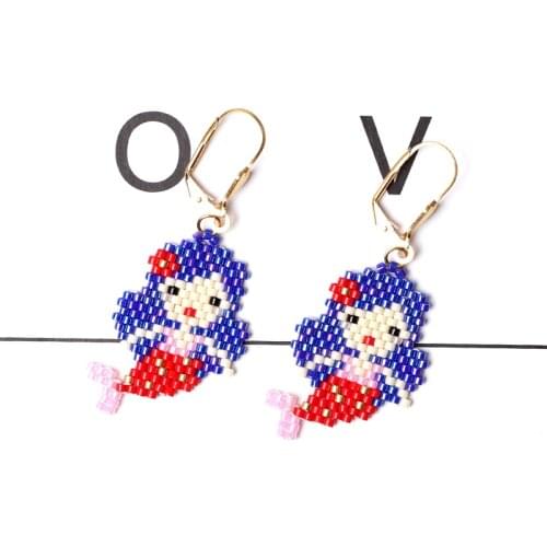FAIRYWOO Mermaid Earring Sweet Girls Earrings Women Pendant Drop Earring Gifts Jewelry Miyuki Beaded Pendant Earring Wholesale