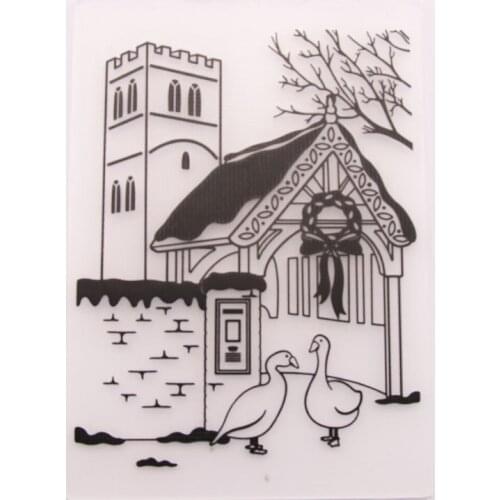 Embossing folders Plastic bump Scrapbooking DIY Template Fondant indentation Cake Photo Album Card Make Em016 House