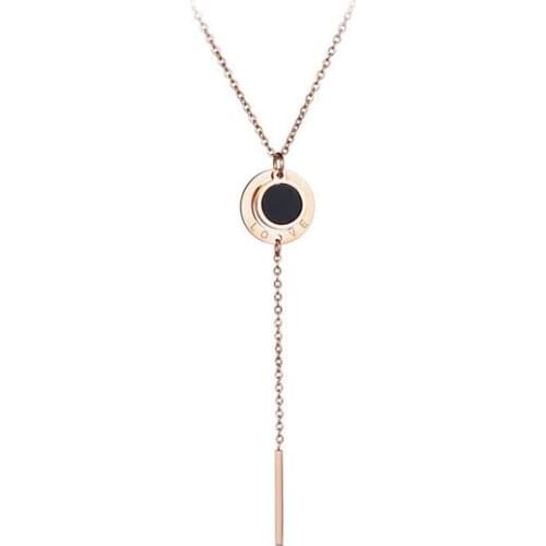 316L Stainless Steel Love Tassel Pendant Necklaces Jewelry Luxury Rose Gold Color Shell Necklace For Women N17047