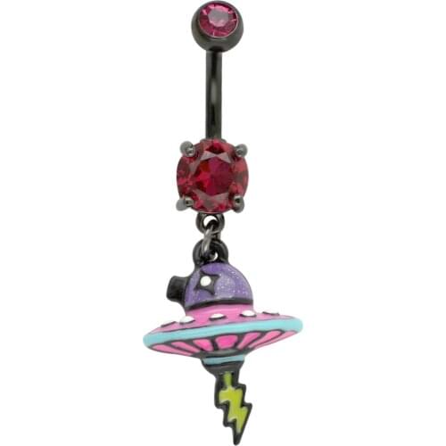 JHJT MUSI 14G 316L Surgical Stainless Steel Navel Belly Barbell Button Ring Cubic Zirconia Navel Body Piercing