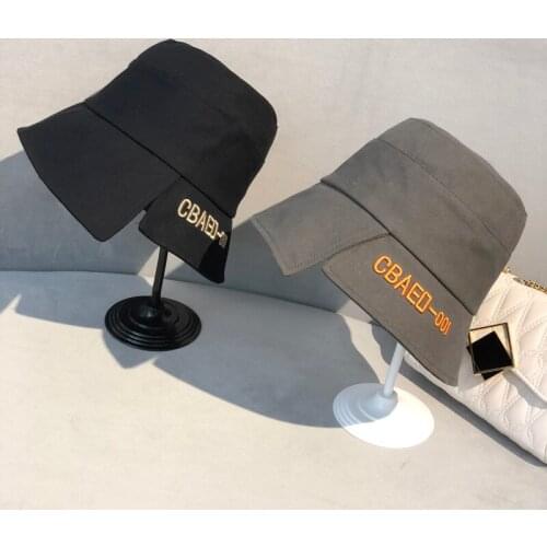 Womens Hats Korean Version of Personality Open Letter Fisherman Hat Japanese Fashion Wide Brim Flat Top Mens Basin Cap