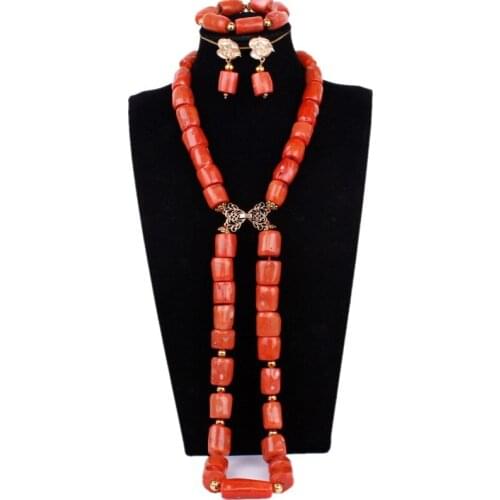 Dudo Jewelry Bridal Necklace Set Earrings Bracelet Orange Gold Wedding Party Jewelry Sets For Women African Beads Jewelry Sets